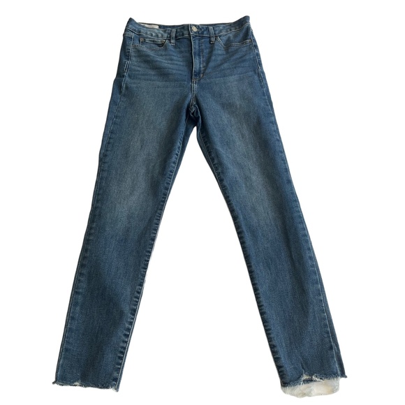 GAP Blue Denim High Rise Raw Hem Universal‎ Jegging Sky High Skinny Jeans 30 10 - Picture 1 of 8